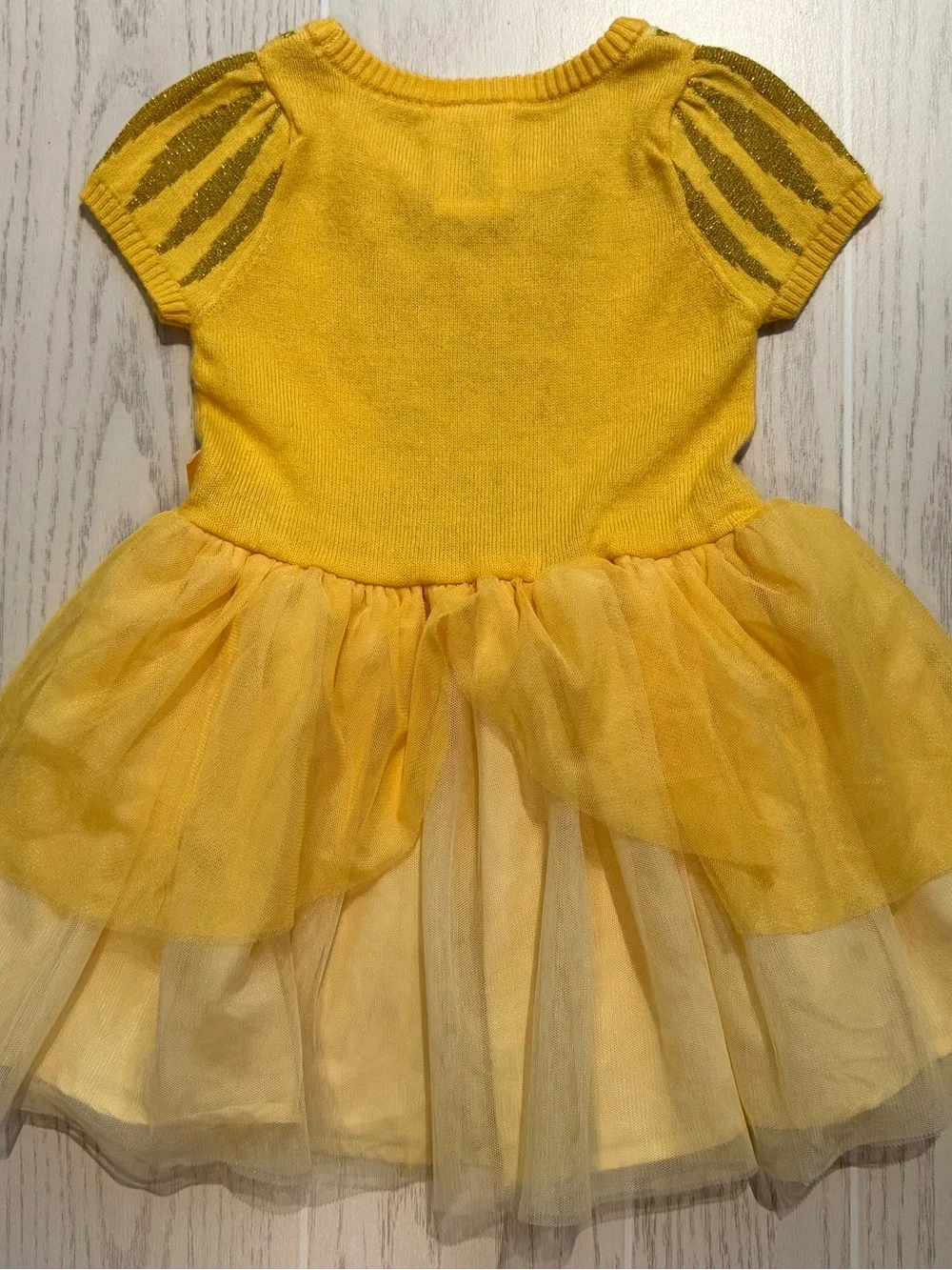 Disney Princess Belle Girls 3T Yellow Gold Sparkle Knit Tulle Tutu Dress